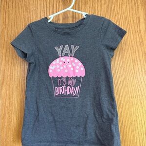 Cat & Jack Gray T-Shirt with Pink Cupcake Design